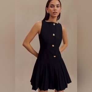 Mackenzie Sleeveless Pleated Mini Dress - Black